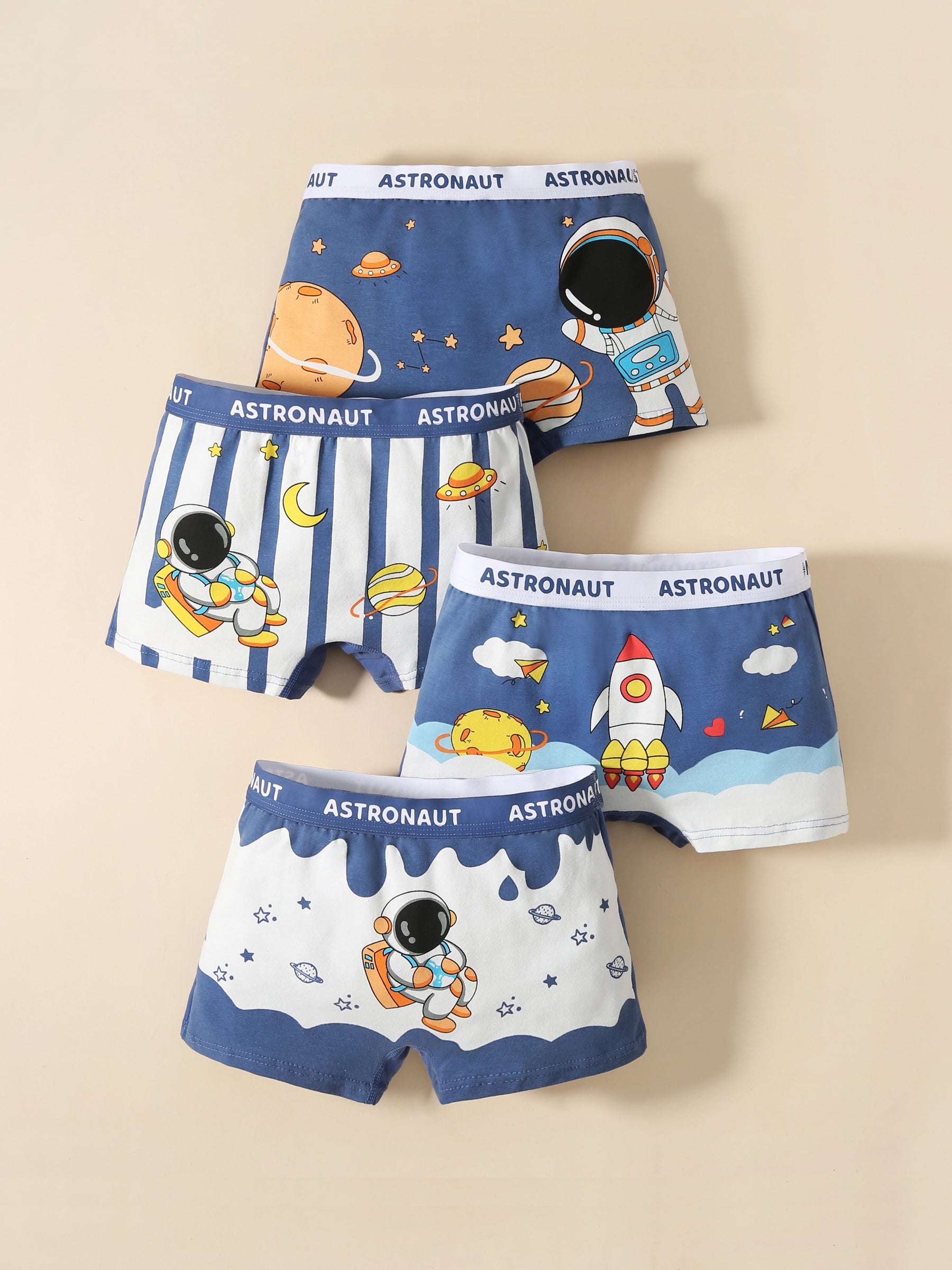 Luna & Lino Kit Cueca Infantil Menino – 4 Peças com Estampas Divertidas de Animais e Esportes