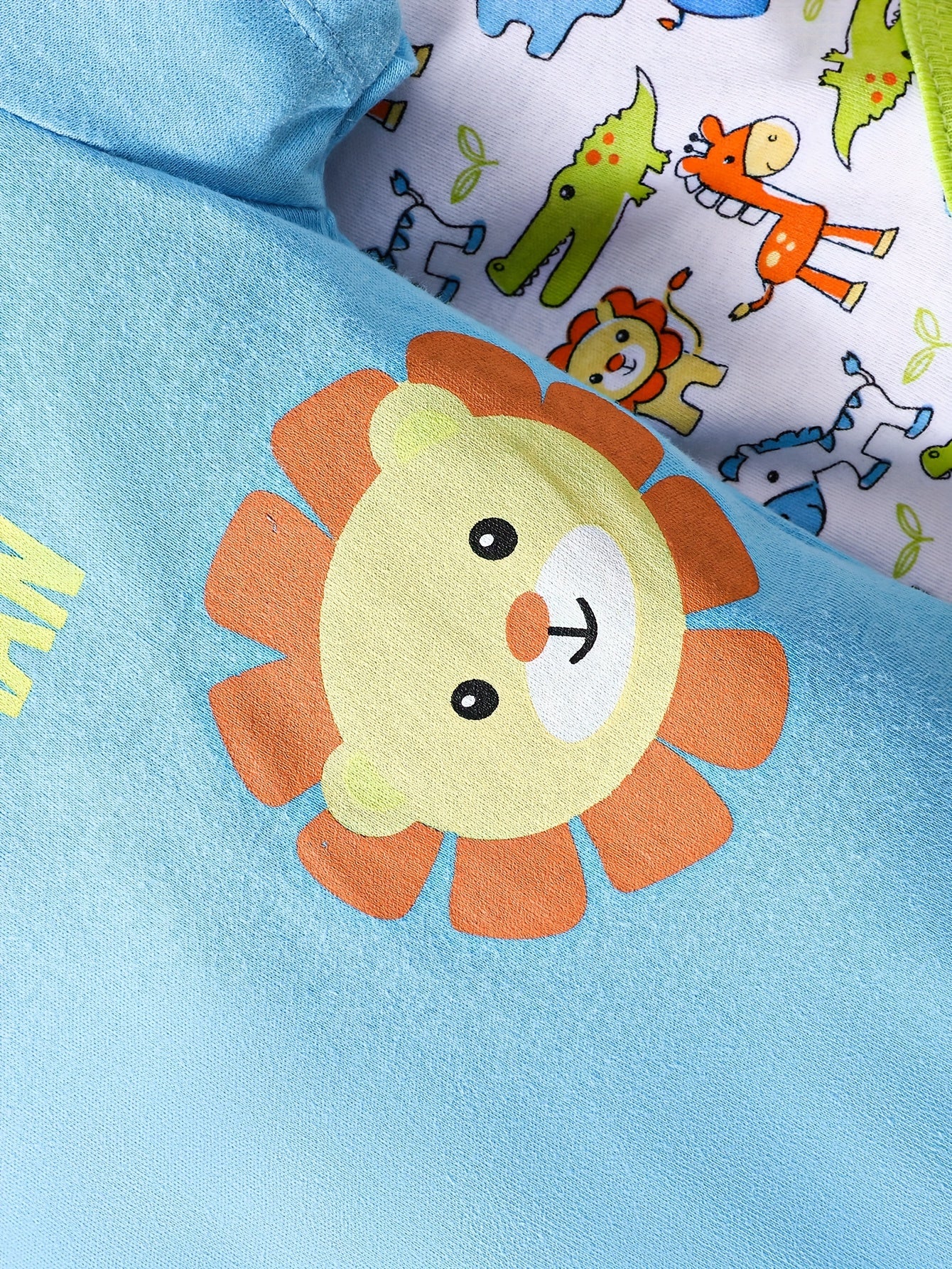 Luna & Lino Kit Romper Bebê – 5 Peças em Algodão com Estampas de Animais