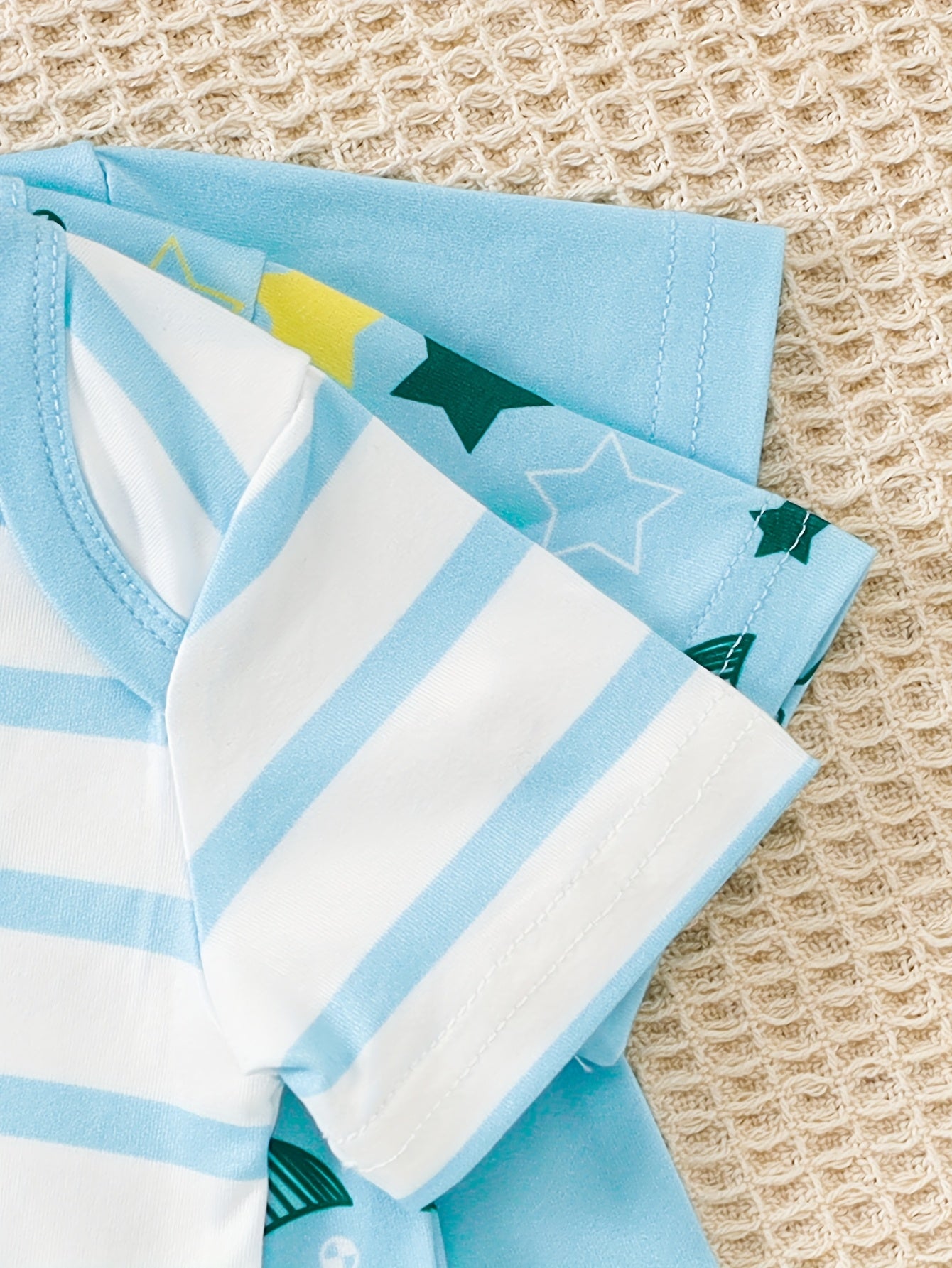 Luna & Lino Conjunto Bebê Starry Skies – Kit 3 Peças de Verão com Estampa de Estrelas