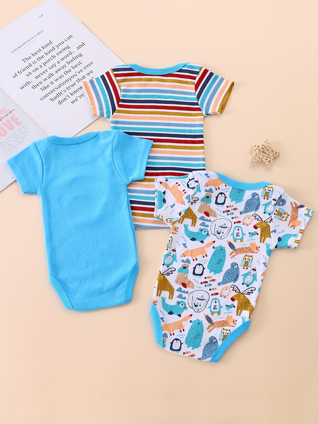 Luna & Lino Conjunto Bebê Lion Cub Adventure – Kit 3 Peças com Estampa de Leão e Animais