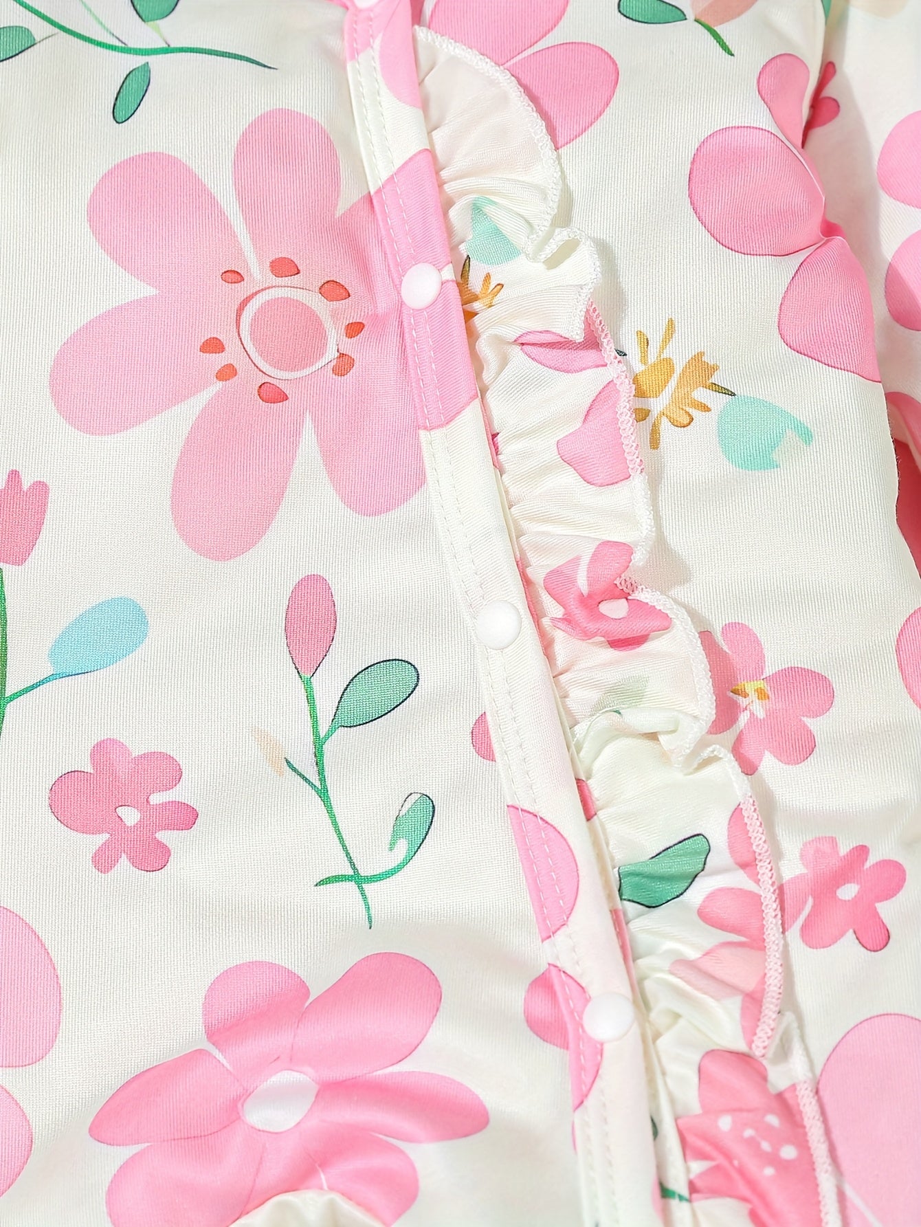 Luna & Lino Conjunto Bebê Menina – Kit 3 Peças com Romper, Macaquinho Floral e Shorts com Babado