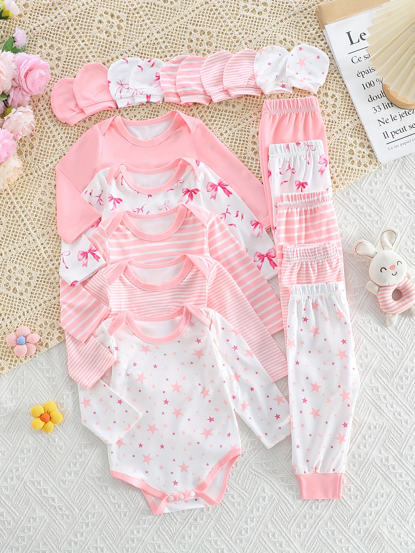 Luna & Lino Kit Body Bebê Starry Dreams – Conjunto 3 Peças com Estampa de Estrelas