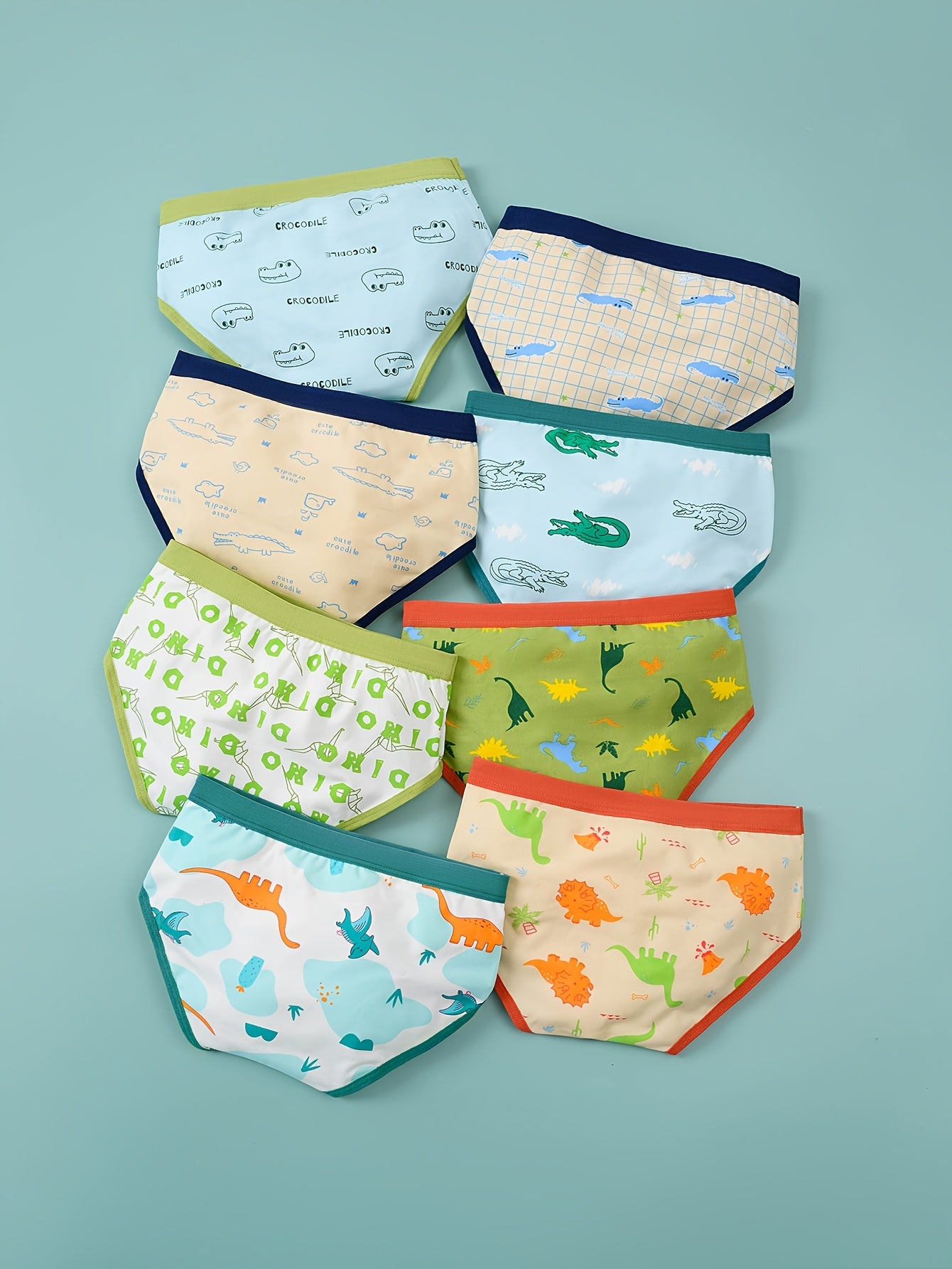 Luna & Lino Kit Cueca Infantil – 8 Peças com Estampas Divertidas de Animais