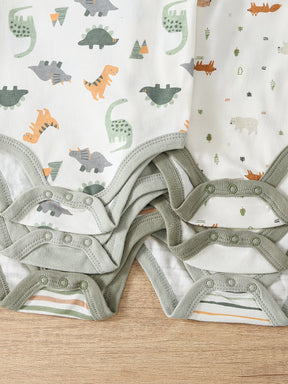 Luna & Lino Kit Body Infantil Unissex – 6 Peças de Manga Curta com Estampas Divertidas