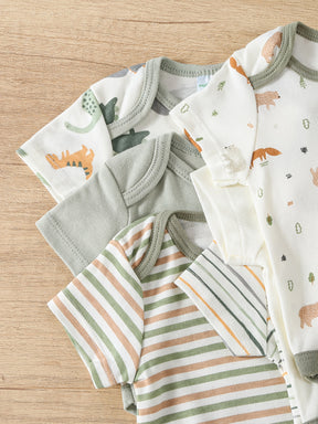 Luna & Lino Kit Body Infantil Unissex – 6 Peças de Manga Curta com Estampas Divertidas