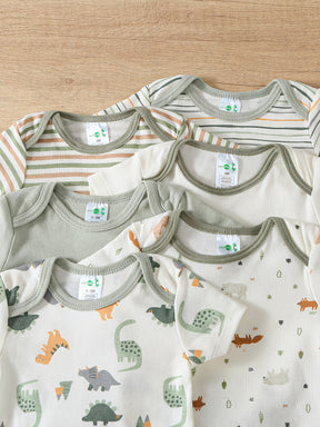 Luna & Lino Kit Body Infantil Unissex – 6 Peças de Manga Curta com Estampas Divertidas