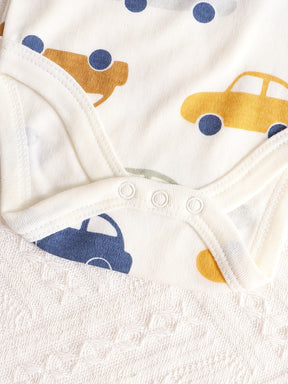Luna & Lino Kit Body Bebê – 5 Peças de Manga Longa com Estampa de Carrinhos