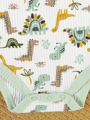 Luna & Lino Kit Body Bebê Dino-Mite – 3 Peças com Estampa de Dinossauro