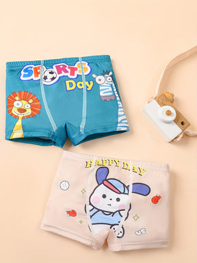 Luna & Lino Kit Cueca Infantil Menino – 4 Peças com Estampas Divertidas