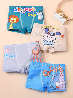 Luna & Lino Kit Cueca Infantil Menino – 4 Peças com Estampas Divertidas