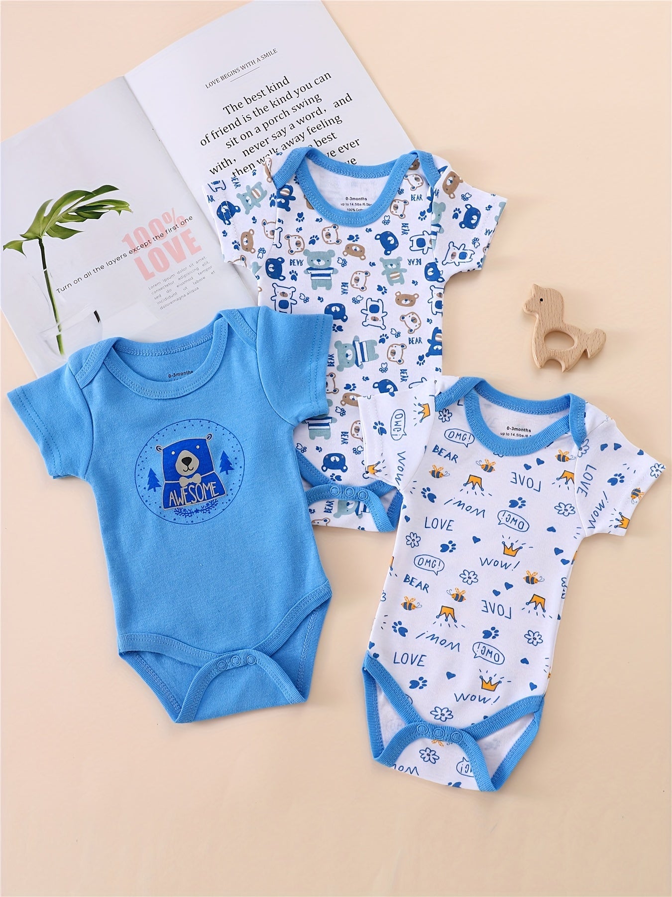 Luna & Lino Conjunto Bebê Safari Adventure – Kit 3 Peças com Estampa de Leão e Animais