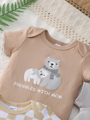 Luna & Lino Kit Body Bebê – 5 Peças em Algodão Macio com Estampas Adoráveis