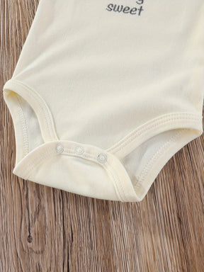 Luna & Lino Kit Romper Bebê – 4 Peças em Tons Pastel com Estampa de Ursinho