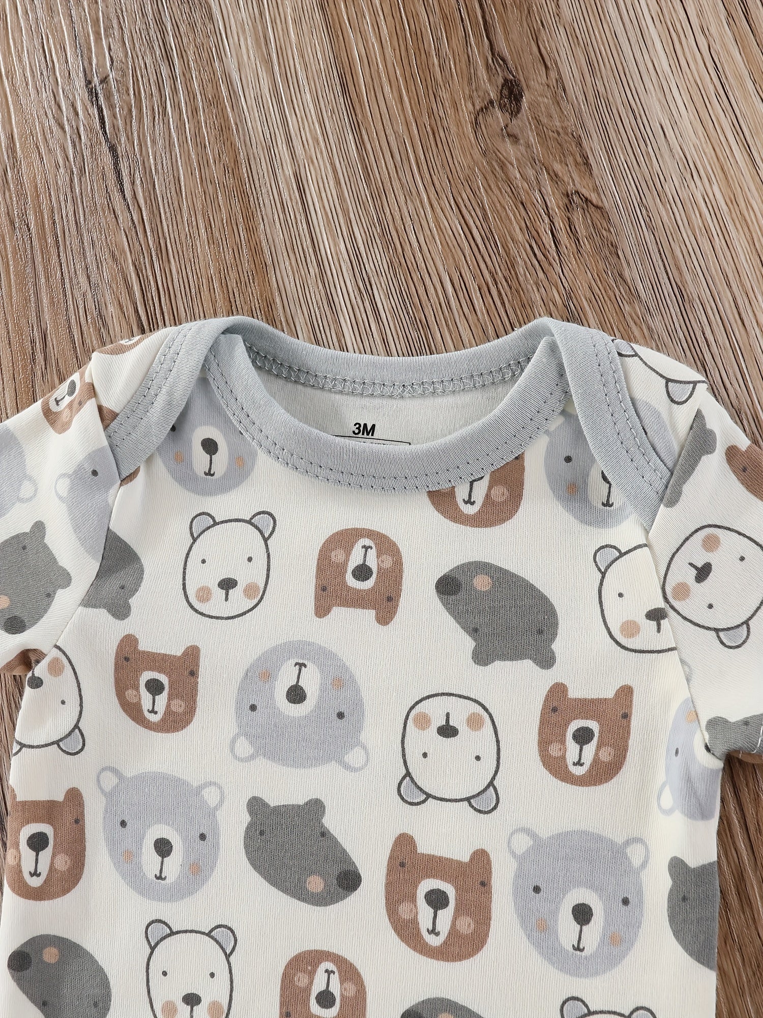 Luna & Lino Kit Romper Bebê – 4 Peças em Tons Pastel com Estampa de Ursinho