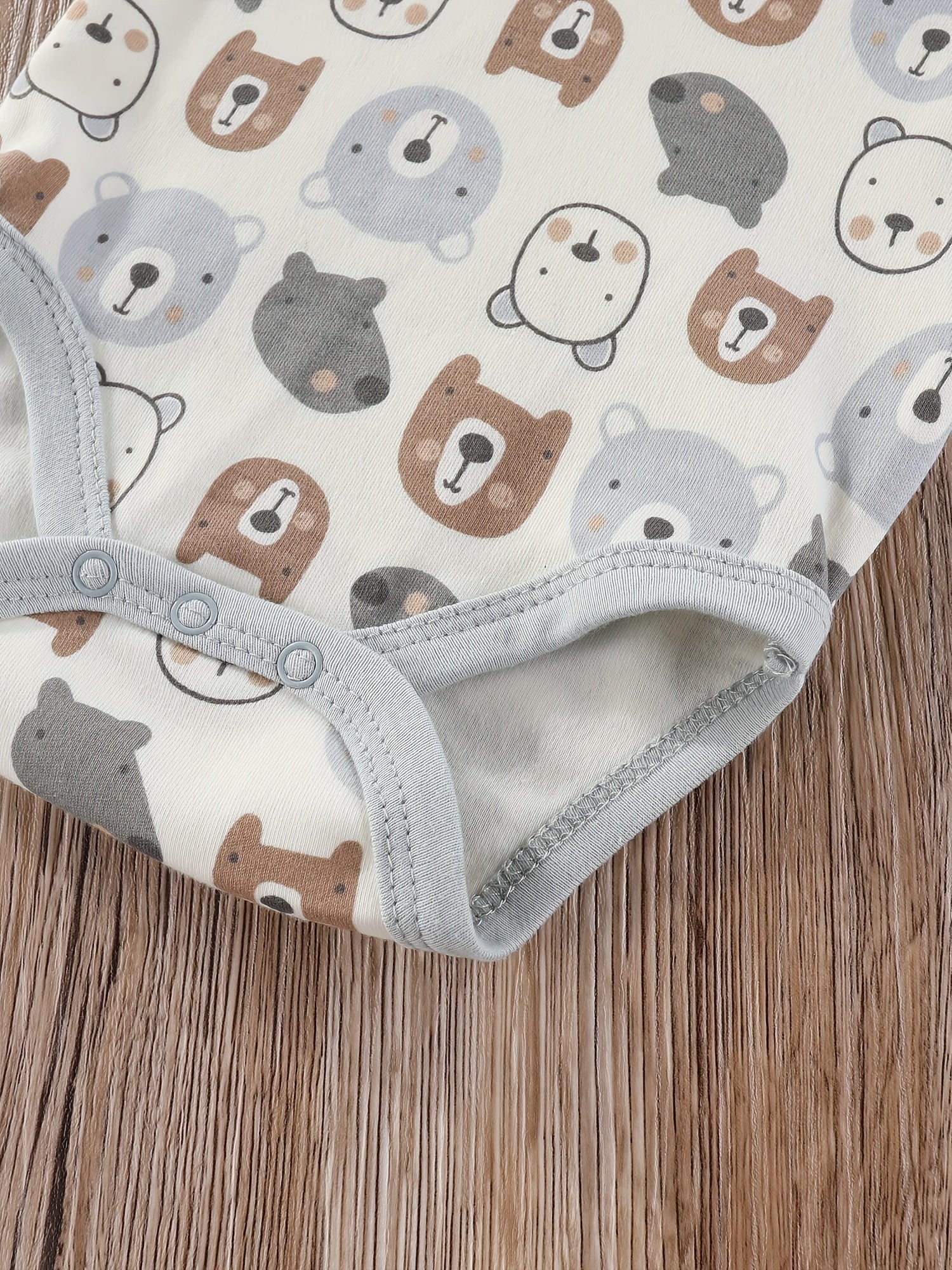Luna & Lino Kit Romper Bebê – 4 Peças em Tons Pastel com Estampa de Ursinho