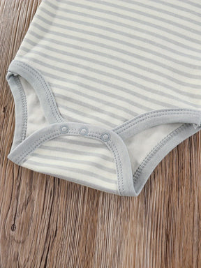 Luna & Lino Kit Romper Bebê – 4 Peças em Tons Pastel com Estampa de Ursinho