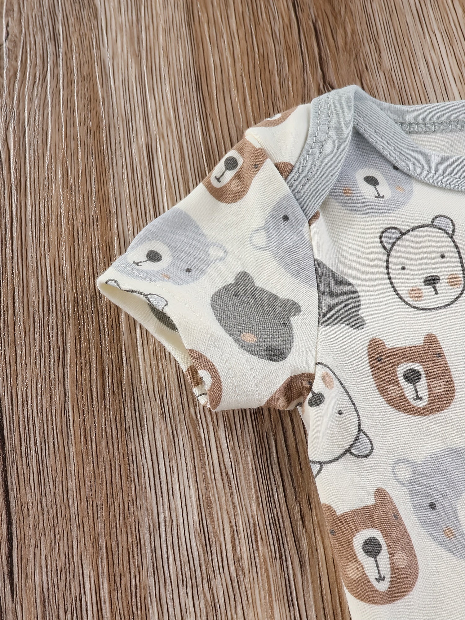 Luna & Lino Kit Romper Bebê – 4 Peças em Tons Pastel com Estampa de Ursinho