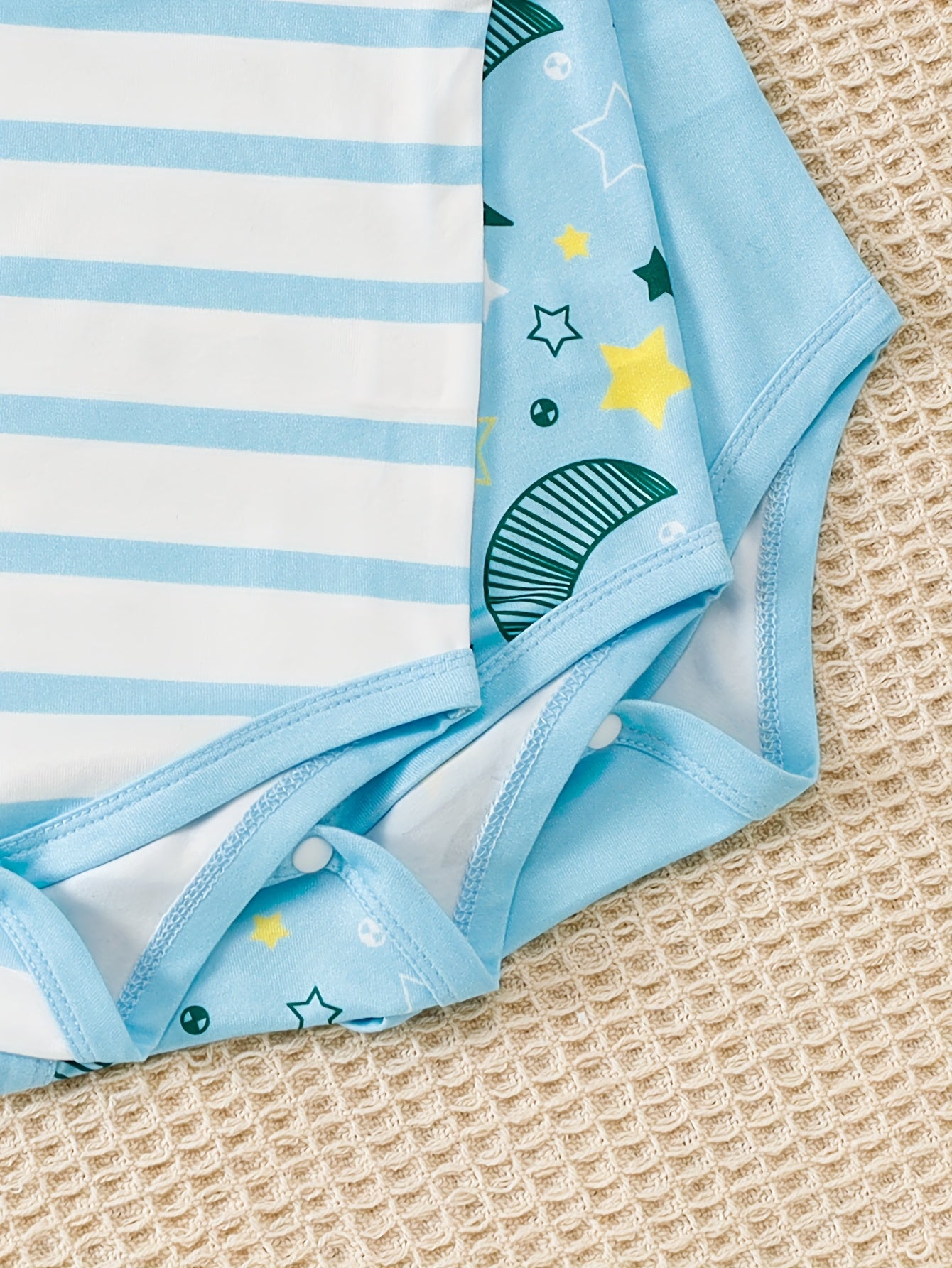 Luna & Lino Conjunto Bebê Starry Skies – Kit 3 Peças de Verão com Estampa de Estrelas