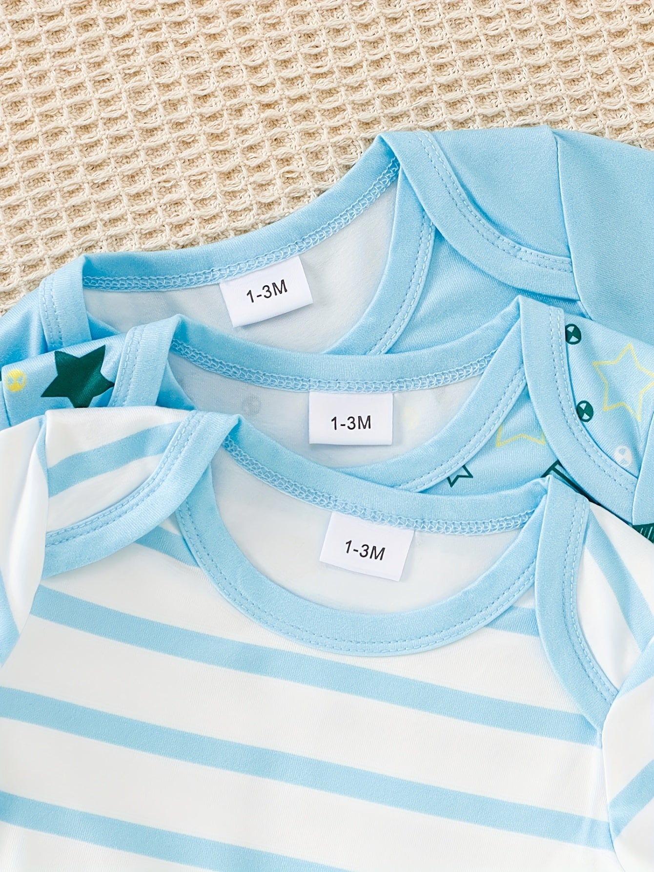 Luna & Lino Conjunto Bebê Starry Skies – Kit 3 Peças de Verão com Estampa de Estrelas