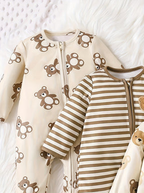 Luna & Lino Conjunto Bebê Cozy Bear Cub – Kit 3 Peças com Romper e Body de Urso