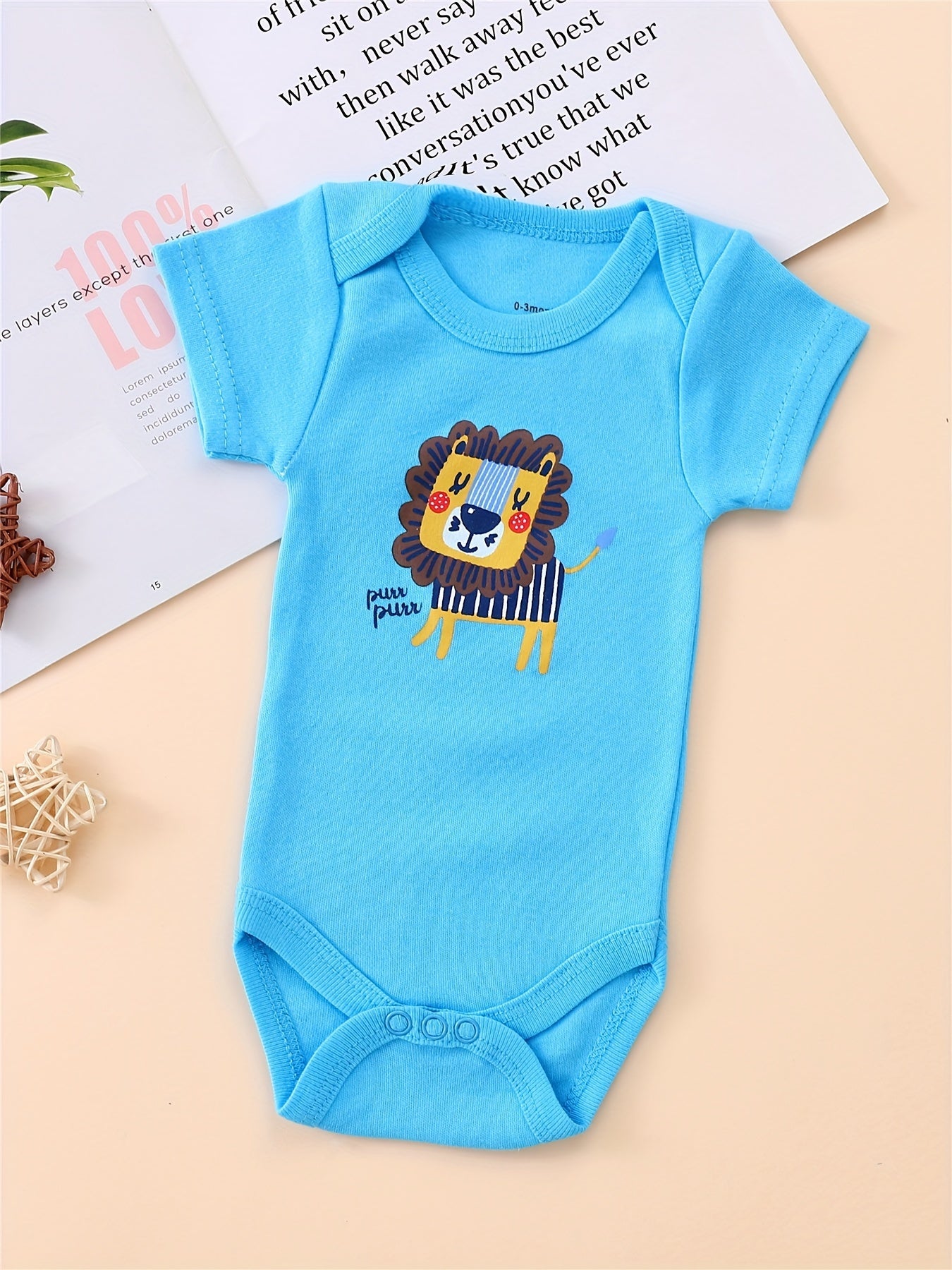 Luna & Lino Conjunto Bebê Lion Cub Adventure – Kit 3 Peças com Estampa de Leão e Animais