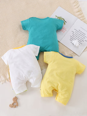 Luna & Lino Kit Body Bebê Summer Fun – 3 Peças de Manga Curta com Estampas de Animais