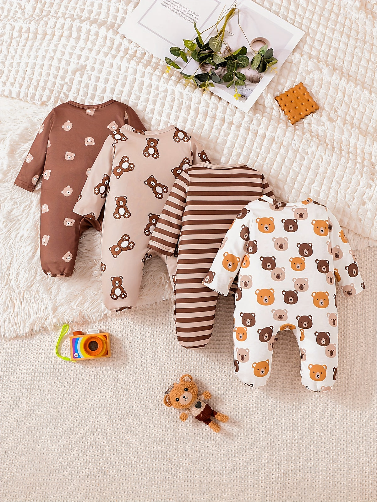 Luna & Lino Conjunto Recém-Nascido Cozy – Kit 4 Peças com Estampas Adoráveis