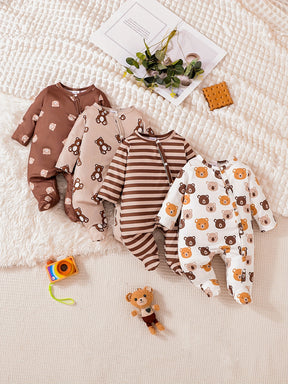 Luna & Lino Conjunto Recém-Nascido Cozy – Kit 4 Peças com Estampas Adoráveis