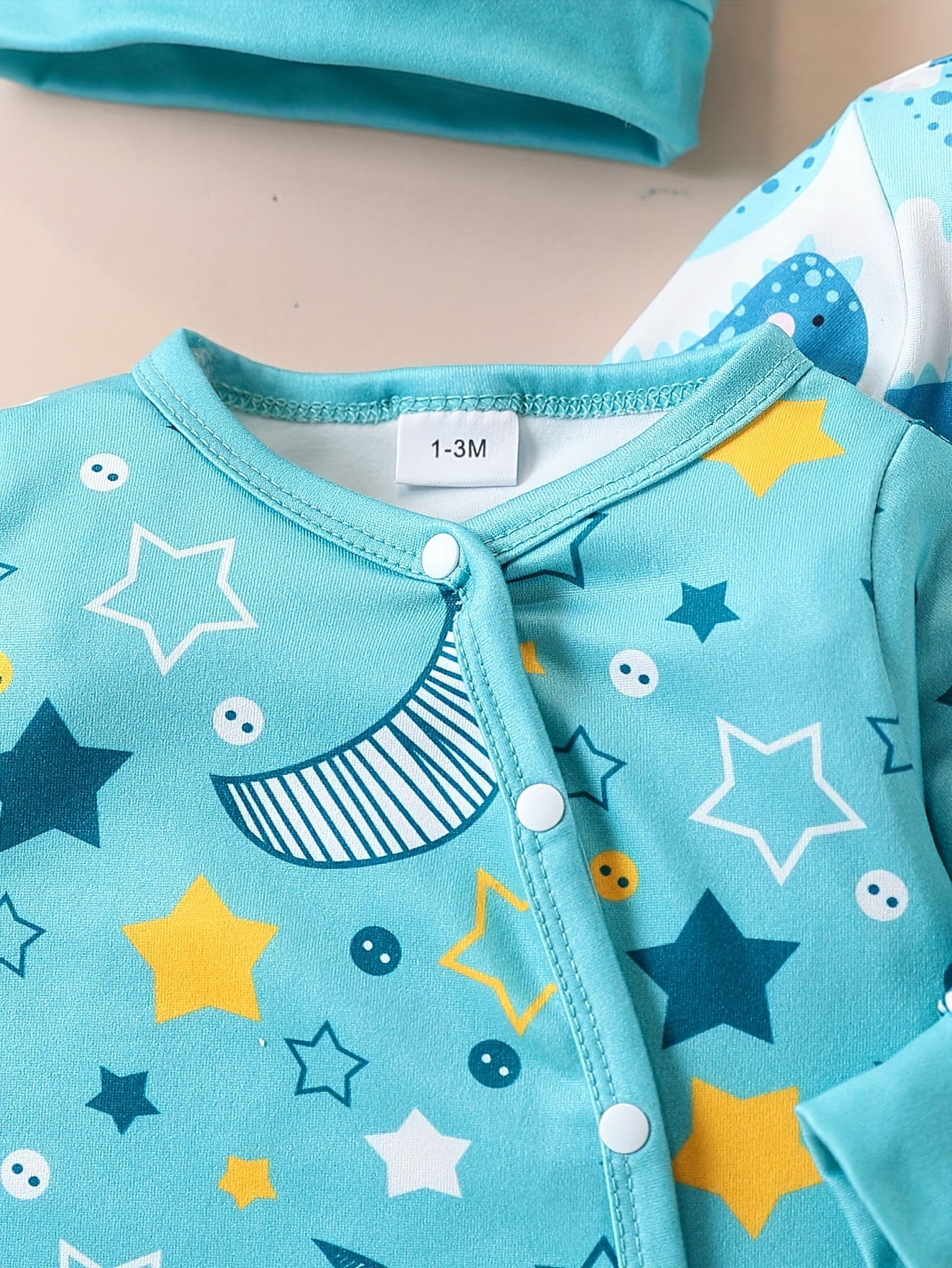 Luna & Lino Conjunto Bebê Celestial Dino – Kit 6 Peças com Estampa de Estrelas e Dinossauros