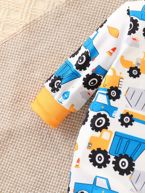 Conjunto Bebê Construction Crew – Kit 4 Peças com Estampa de Veículos de Construção