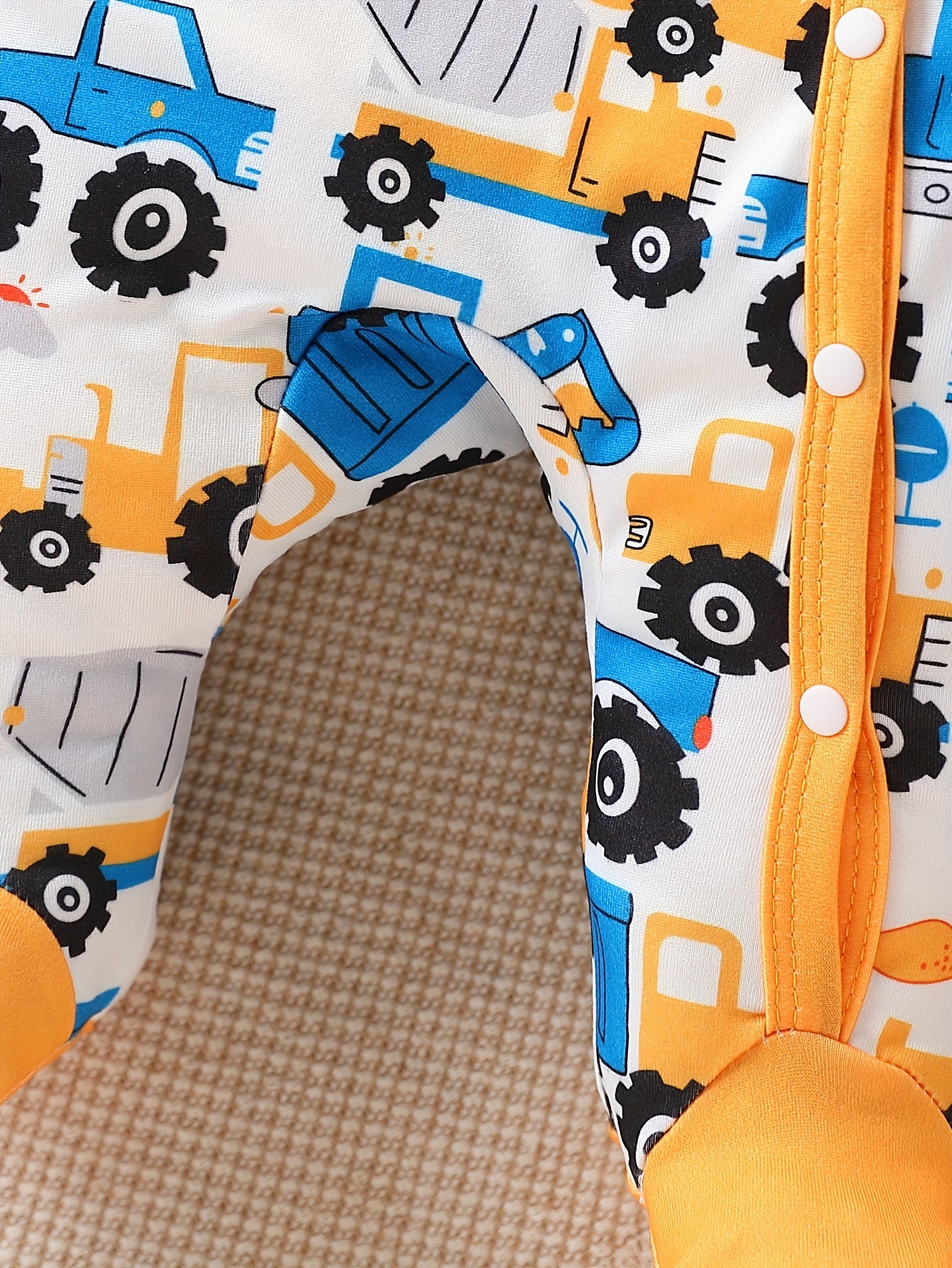 Luna & Lino Conjunto Bebê Construction Crew – Kit 4 Peças com Estampa de Veículos de Construção
