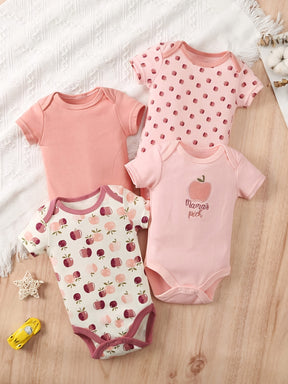Luna & Lino Kit Body Bebê Apple Orchard – 4 Peças em Algodão com Estampa de Maçã