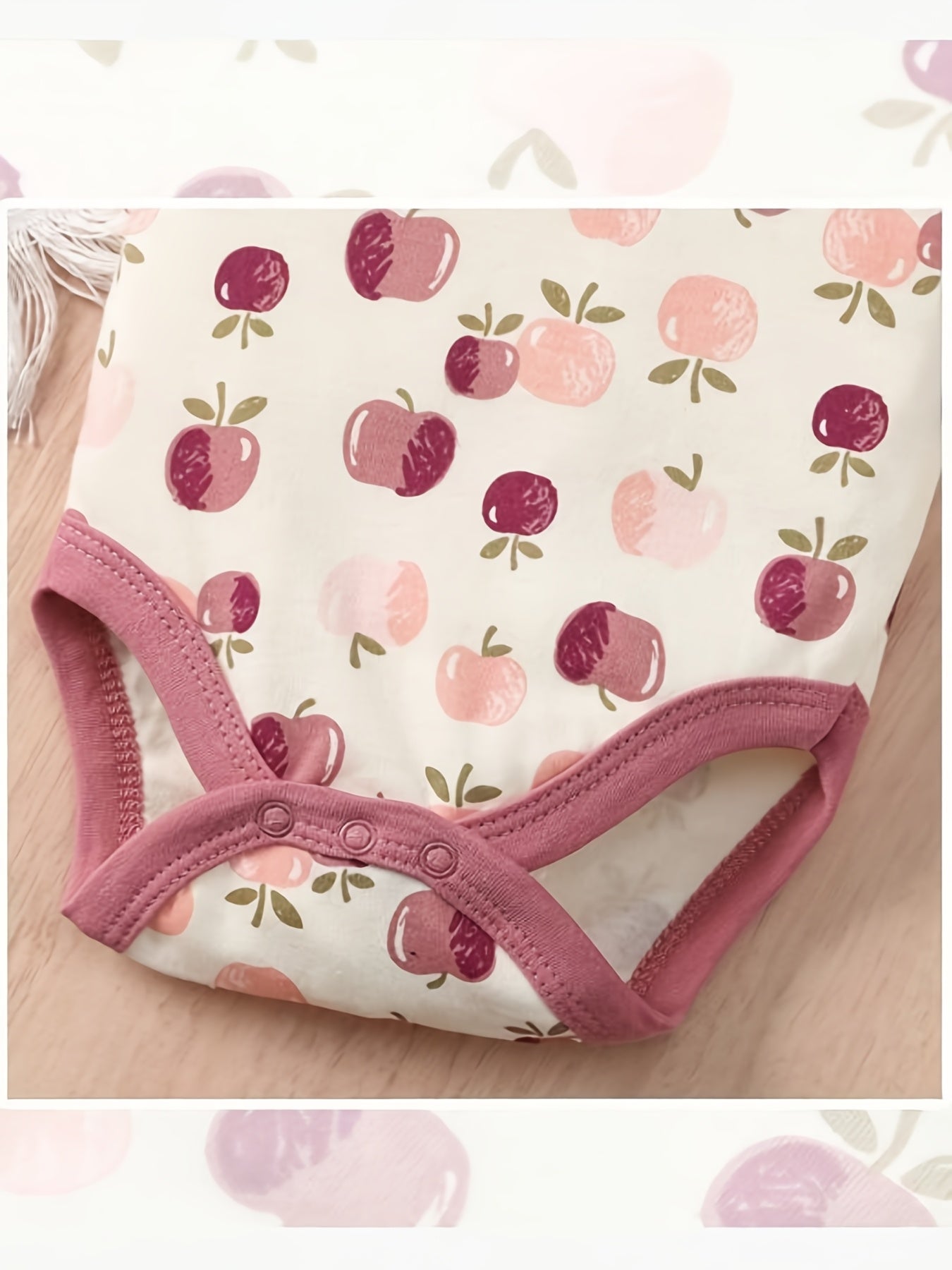 Luna & Lino Kit Body Bebê Apple Orchard – 4 Peças em Algodão com Estampa de Maçã