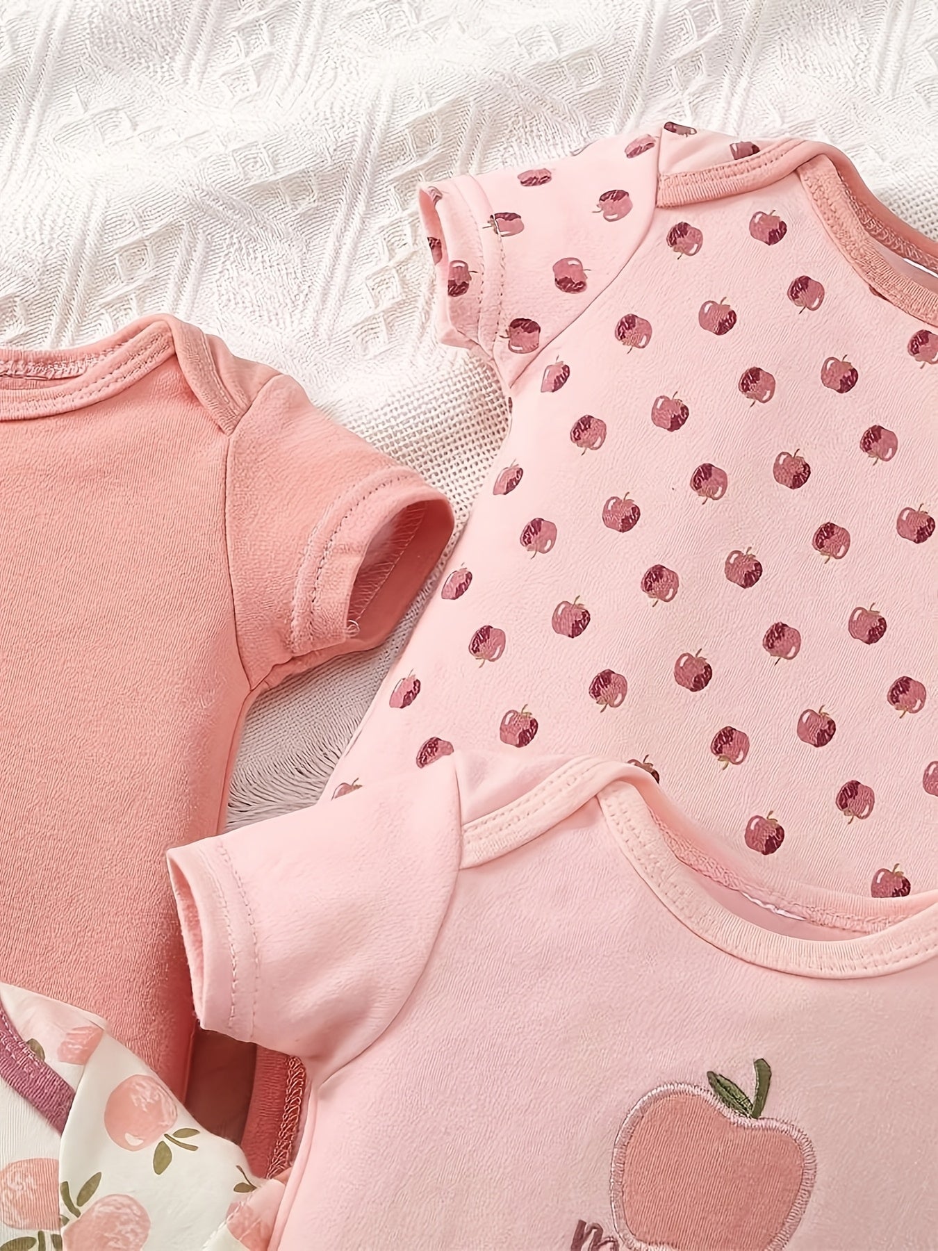 Luna & Lino Kit Body Bebê Apple Orchard – 4 Peças em Algodão com Estampa de Maçã