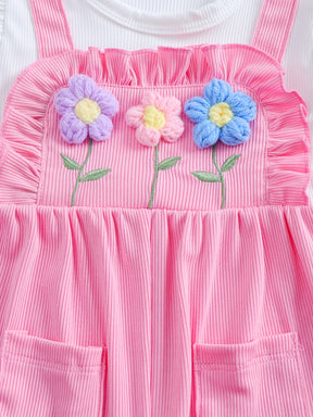 Luna & Lino Conjunto Bebê Blossom – Body Floral de Manga Curta com Chapéu