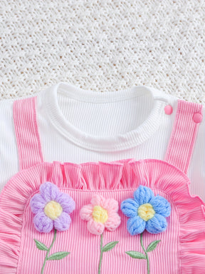 Luna & Lino Conjunto Bebê Blossom – Body Floral de Manga Curta com Chapéu