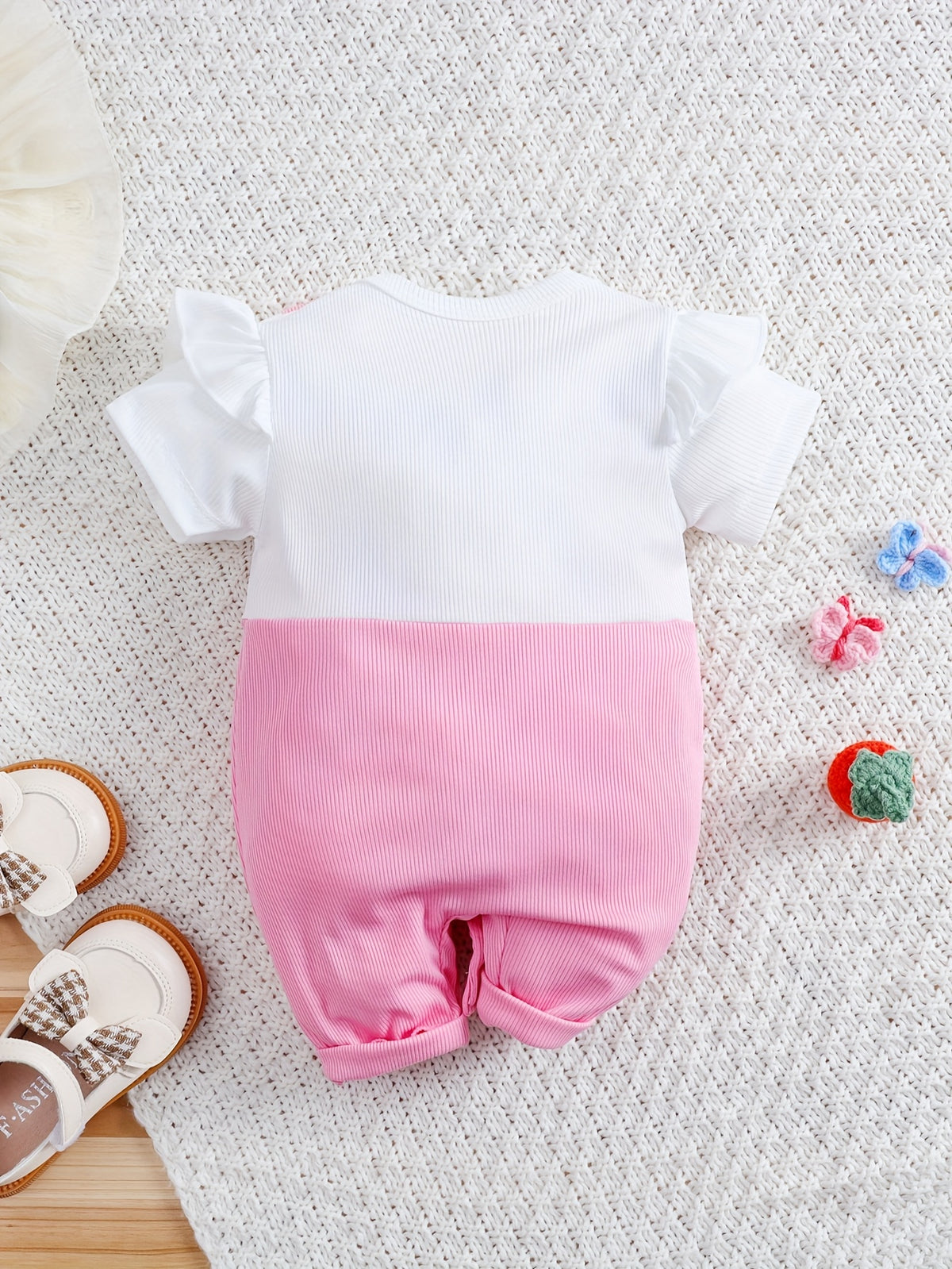 Luna & Lino Conjunto Bebê Blossom – Body Floral de Manga Curta com Chapéu