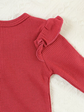 Luna & Lino Conjunto Bebê Cozy – Kit 3 Peças com Body Tricotado e Detalhes em Renda