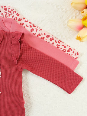 Luna & Lino Conjunto Bebê Cozy – Kit 3 Peças com Body Tricotado e Detalhes em Renda