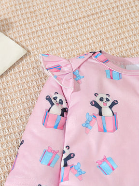 Luna & Lino Kit Body Bebê Sweet Dreams – 3 Peças de Manga Longa com Estampas de Panda e Coração