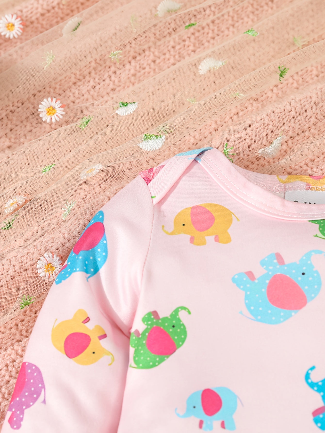 Luna & Lino Kit Romper Bebê – 3 Peças com Estampa de Elefante e Floral