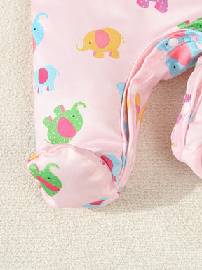 Luna & Lino Kit Romper Bebê – 3 Peças com Estampa de Elefante e Floral