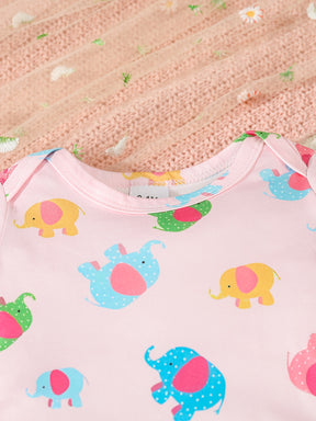 Luna & Lino Kit Romper Bebê – 3 Peças com Estampa de Elefante e Floral