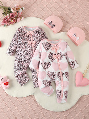 Luna & Lino Conjunto Outono Bebê – Kit 4 Peças com Body Estampa Leopardo e Acessórios