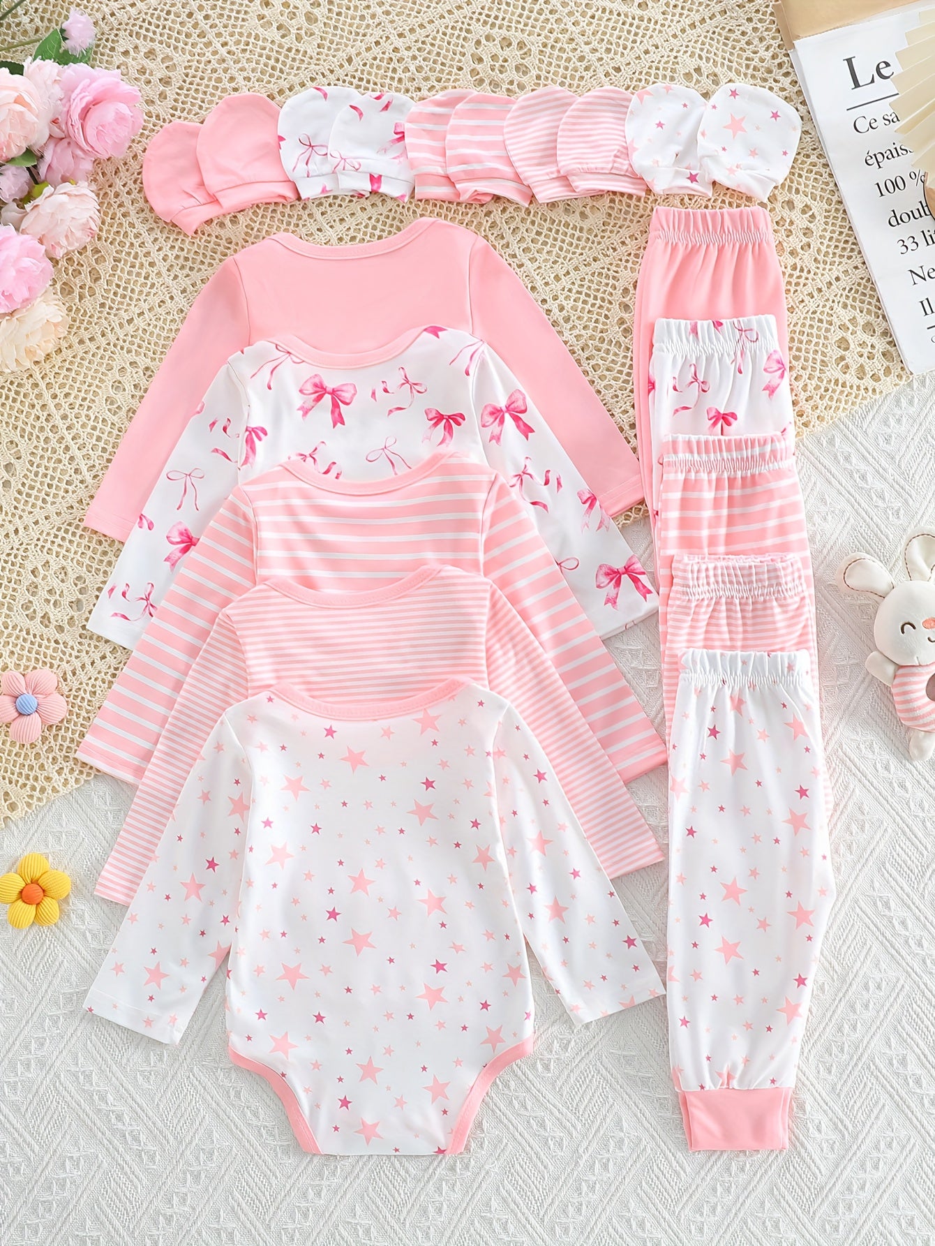 Luna & Lino Kit Body Bebê Starry Dreams – Conjunto 3 Peças com Estampa de Estrelas