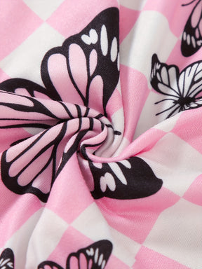 Luna & Lino Kit Romper Bebê – 2 Peças Florais com Borboletas e Sapatinhos