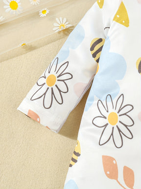 Luna & Lino Kit Romper Bebê – 3 Peças com Estampa de Borboletas e Faixa de Cabelo