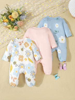 Luna & Lino Kit Romper Bebê – 3 Peças com Estampa de Borboletas e Faixa de Cabelo