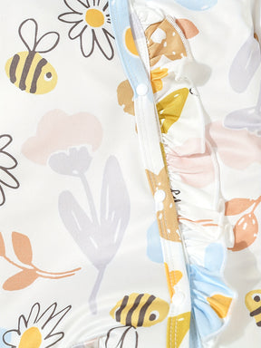 Luna & Lino Kit Romper Bebê – 3 Peças com Estampa de Borboletas e Faixa de Cabelo