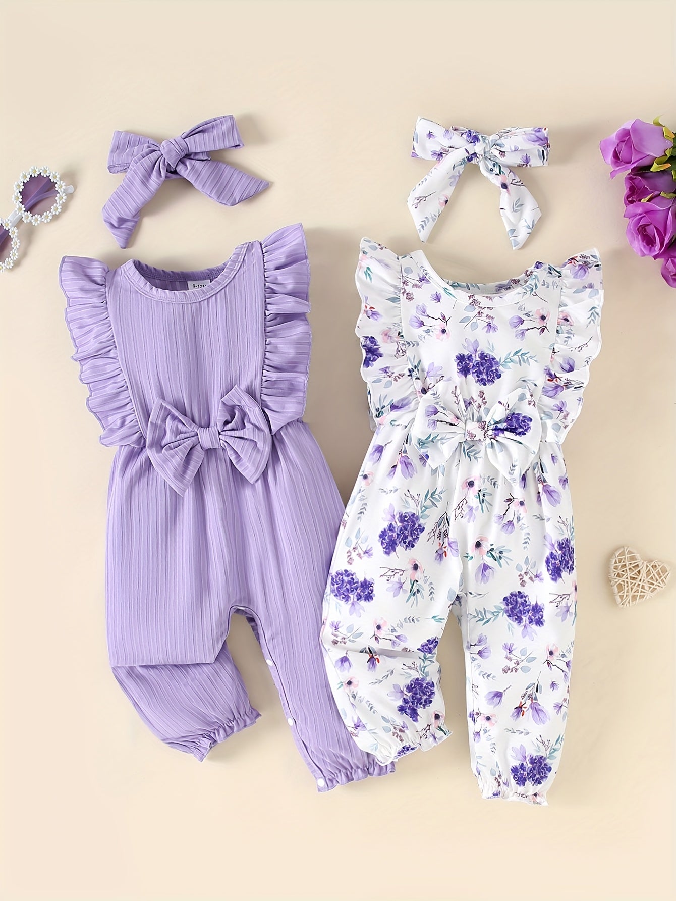 Luna & Lino Conjunto Infantil de Verão – Kit 4 Peças com Listras e Florais